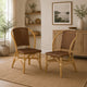 Jena Dining Side Chair Set of 2 | Rattan Woven | Curved Back | Brown