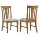 Kema Dining Side Chair Set of 2 | Slatted Back | Padded Tan Seat | Brown