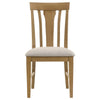 Kema Dining Side Chair Set of 2 | Slatted Back | Padded Tan Seat | Brown