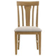 Kema Dining Side Chair Set of 2 | Slatted Back | Padded Tan Seat | Brown