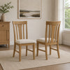Kema Dining Side Chair Set of 2 | Slatted Back | Padded Tan Seat | Brown