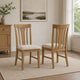 Kema Dining Side Chair Set of 2 | Slatted Back | Padded Tan Seat | Brown