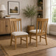 Kema Dining Side Chair Set of 2 | Slatted Back | Padded Tan Seat | Brown