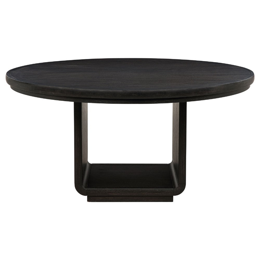 Lina Dining Table | 60" Round Top | Open Square Base | Burnished Black