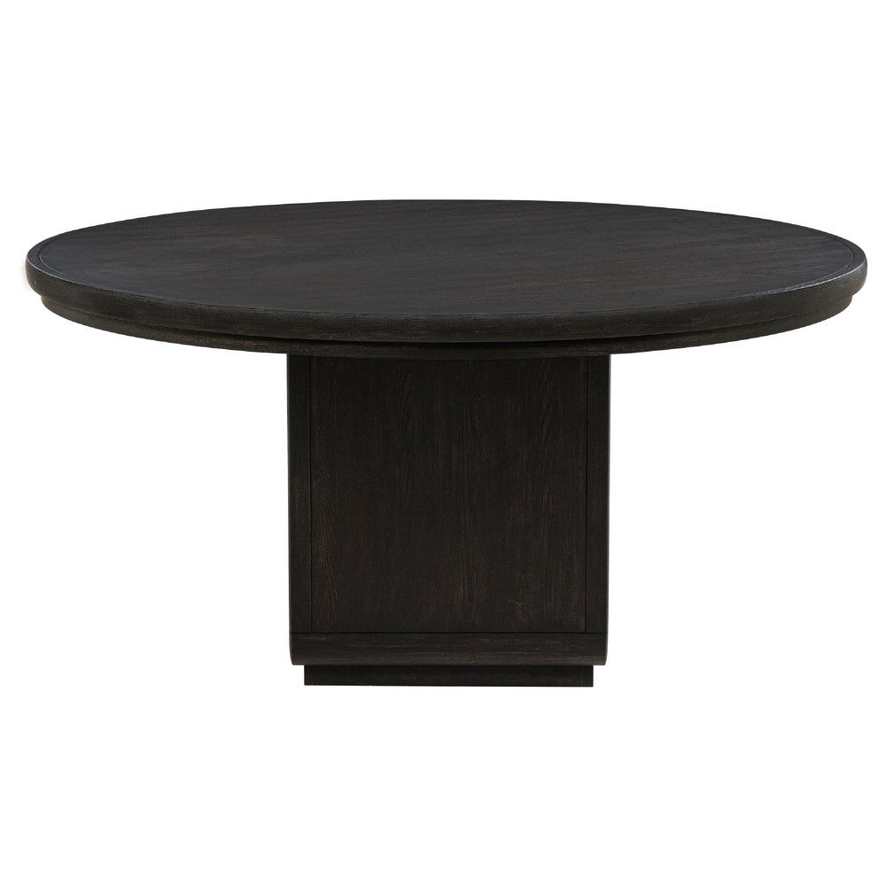 Lina Dining Table | 60" Round Top | Open Square Base | Burnished Black