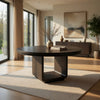 Lina Dining Table | 60" Round Top | Open Square Base | Burnished Black