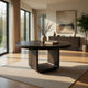 Lina Dining Table | 60" Round Top | Open Square Base | Burnished Black