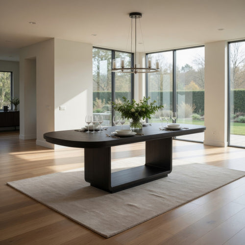 Lina Dining Table | 78-96" Extendable Top | Open Base | Burnished Black