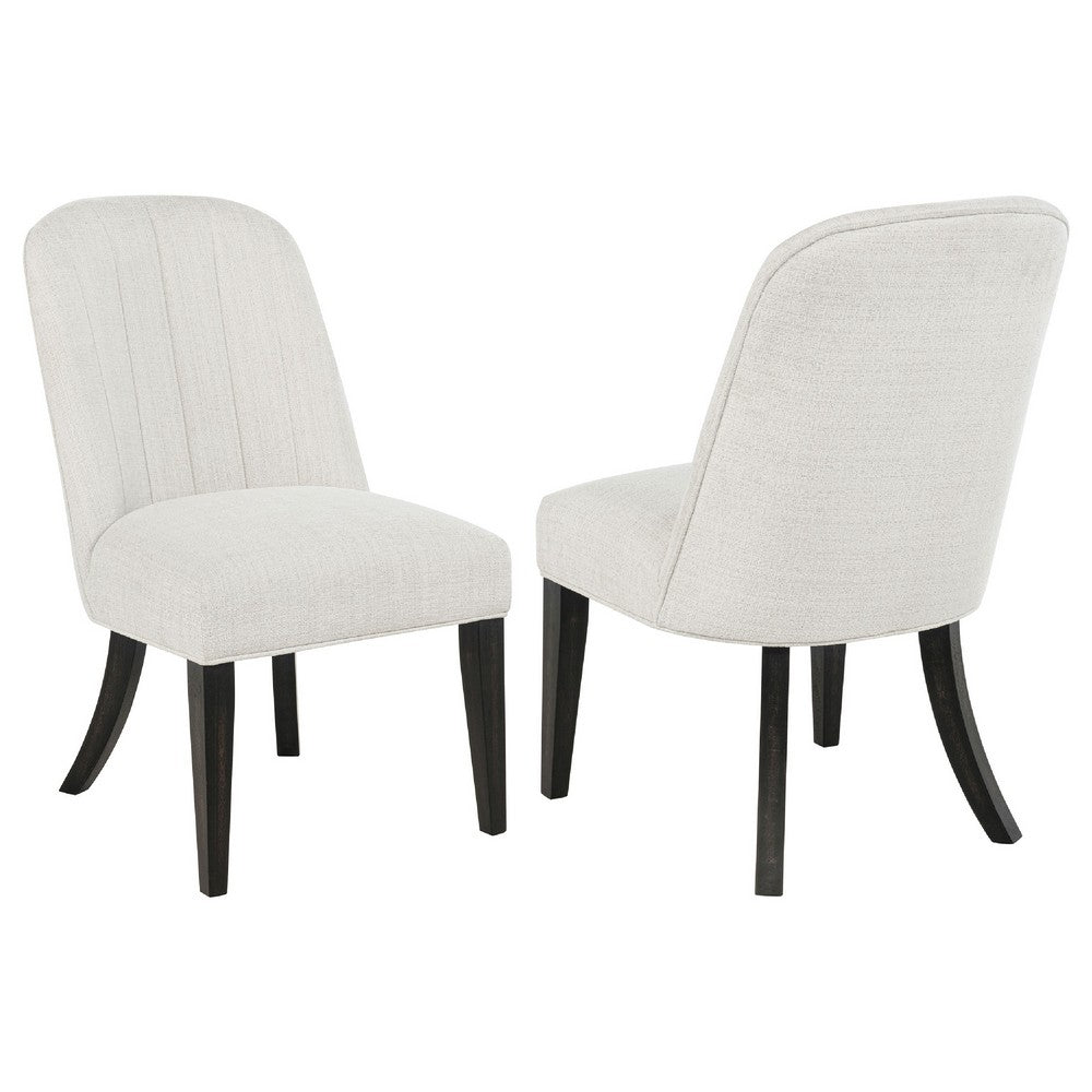 Lina Dining Side Chair Set of 2 | Cream Upholstery | Brunished Black