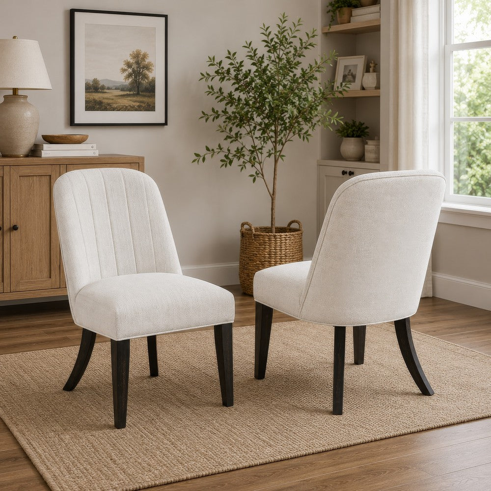 Lina Dining Side Chair Set of 2 | Cream Upholstery | Brunished Black