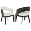 Lina Dining Arm Chair Set of 2 | Cream Barrel Back | Brunished Black