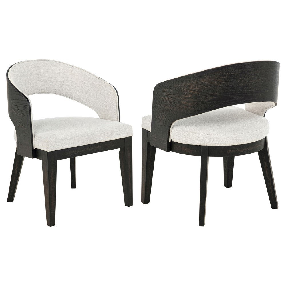Lina Dining Arm Chair Set of 2 | Cream Barrel Back | Brunished Black