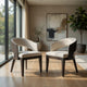 Lina Dining Arm Chair Set of 2 | Cream Barrel Back | Brunished Black