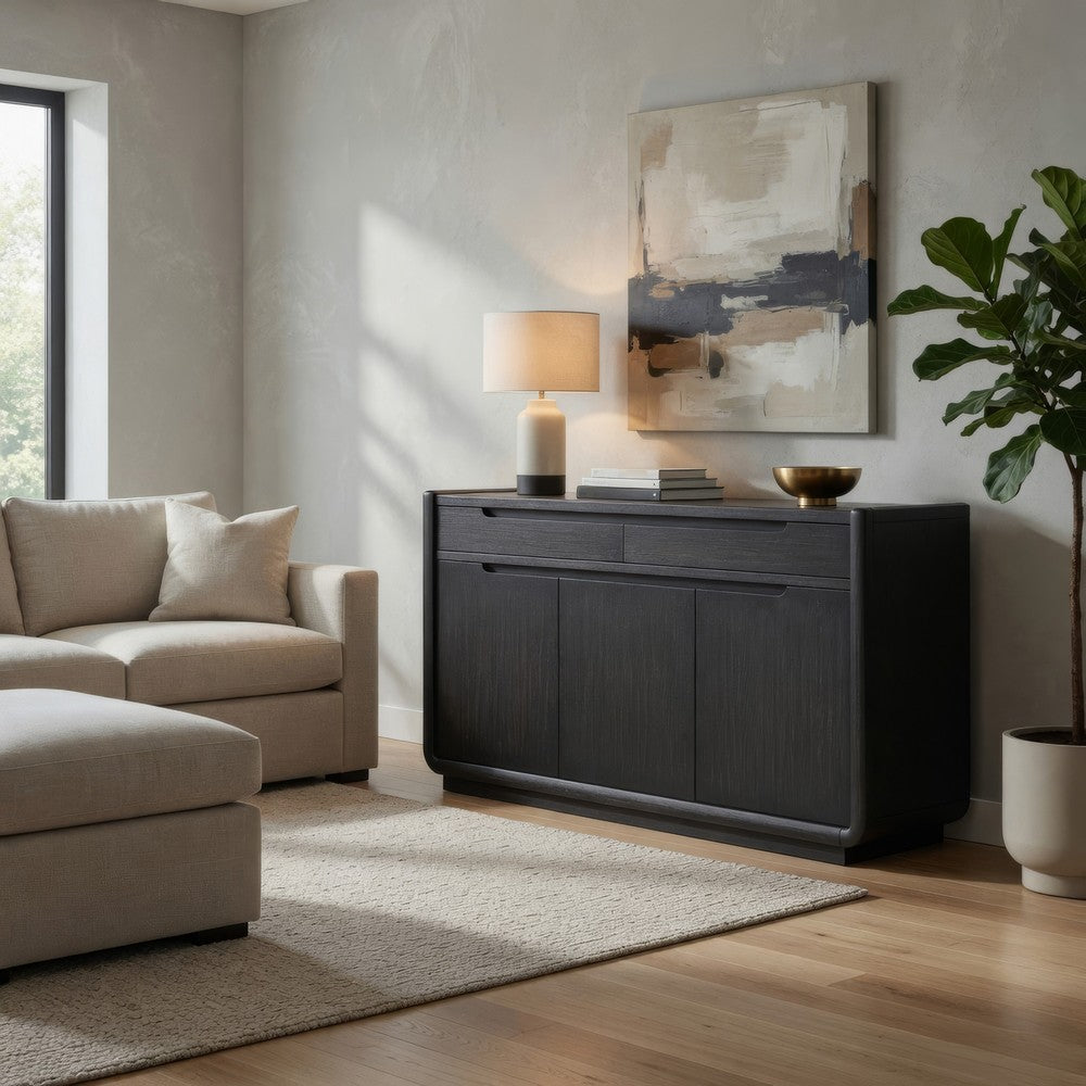 Lina Sideboard Server Console | 3 Doors | 2 Drawers | 64" Burnished Black