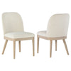 Pira Dining Side Chair Set of 2 | Beige Upholstery | Weathered Brown Mahogany