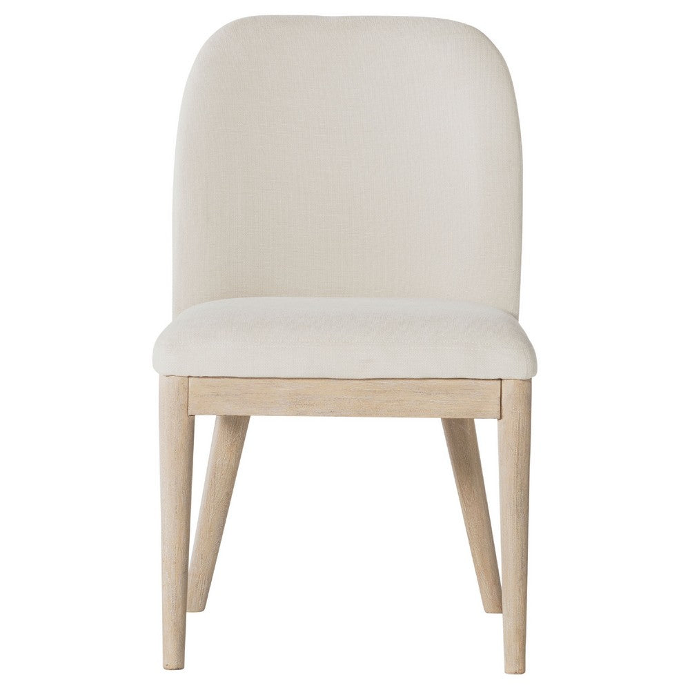 Pira Dining Side Chair Set of 2 | Beige Upholstery | Weathered Brown Mahogany