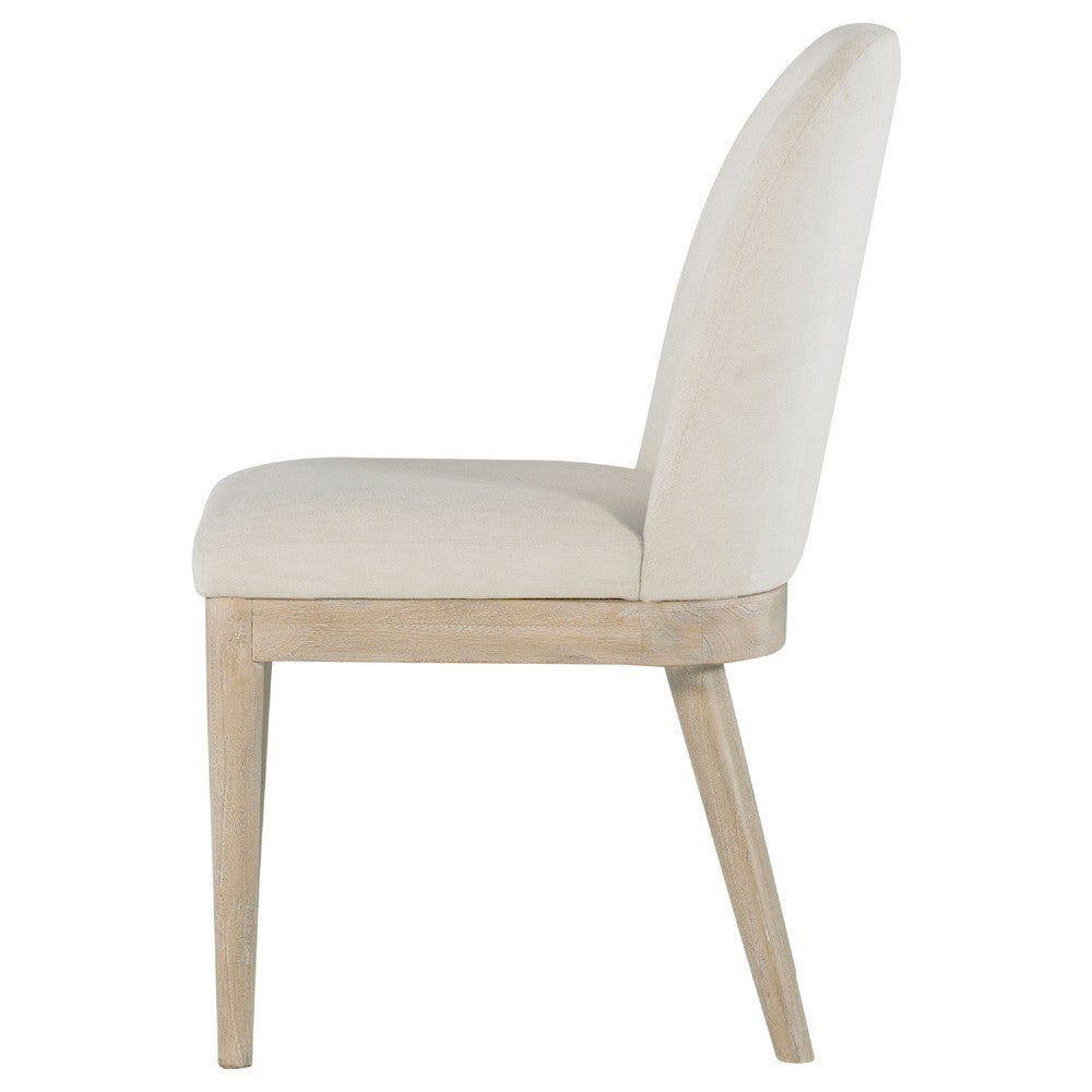 Pira Dining Side Chair Set of 2 | Beige Upholstery | Weathered Brown Mahogany
