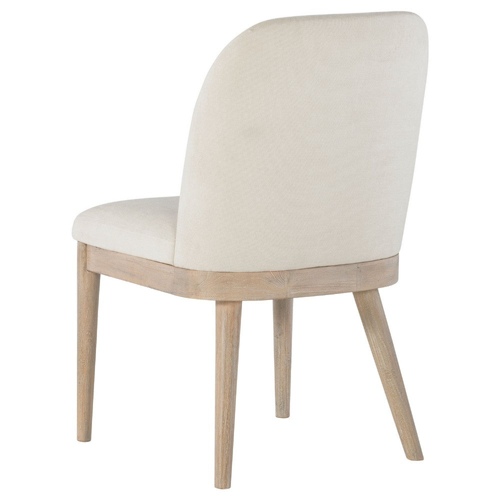 Pira Dining Side Chair Set of 2 | Beige Upholstery | Weathered Brown Mahogany