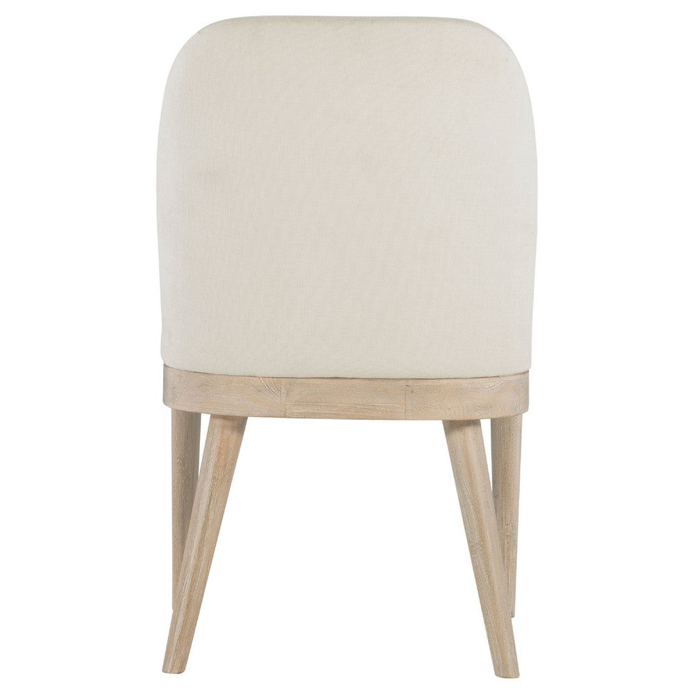 Pira Dining Side Chair Set of 2 | Beige Upholstery | Weathered Brown Mahogany