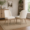 Pira Dining Side Chair Set of 2 | Beige Upholstery | Weathered Brown Mahogany