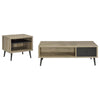 Carly 2Pc Coffee and End Table Set with Storage | Distressed Brown Wood
