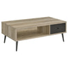 Carly 2Pc Coffee and End Table Set with Storage | Distressed Brown Wood