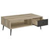 Carly 2Pc Coffee and End Table Set with Storage | Distressed Brown Wood