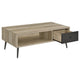 Carly 2Pc Coffee and End Table Set with Storage | Distressed Brown Wood