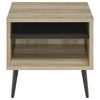 Carly 2Pc Coffee and End Table Set with Storage | Distressed Brown Wood