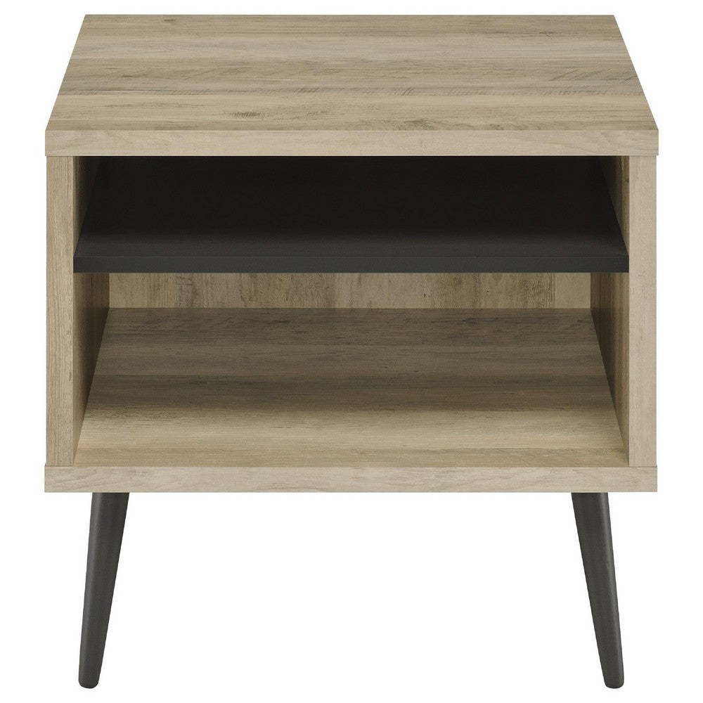 Carly 2Pc Coffee and End Table Set with Storage | Distressed Brown Wood