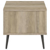 Carly 2Pc Coffee and End Table Set with Storage | Distressed Brown Wood