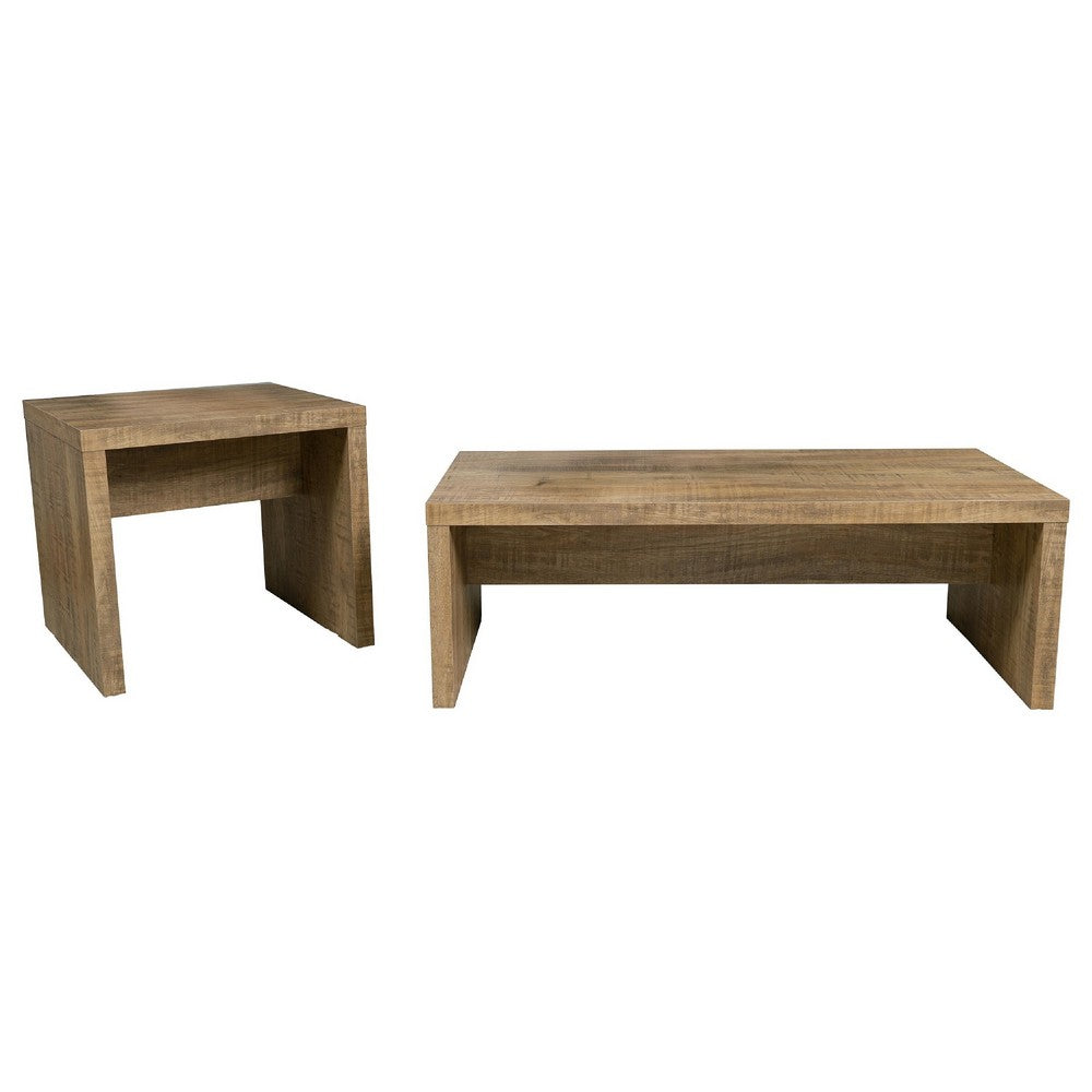 Nette 2Pc Coffee and End Table Set | Rustic Mango Finish | Brown Wood