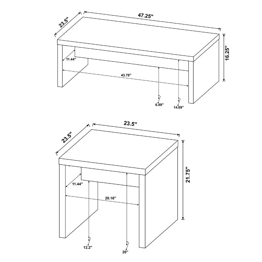 Nette 2Pc Coffee and End Table Set | Rustic Mango Finish | Brown Wood