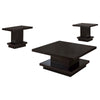 Reese 3Pc Square Coffee and End Tables Set | Tiered Design | Brown Wood