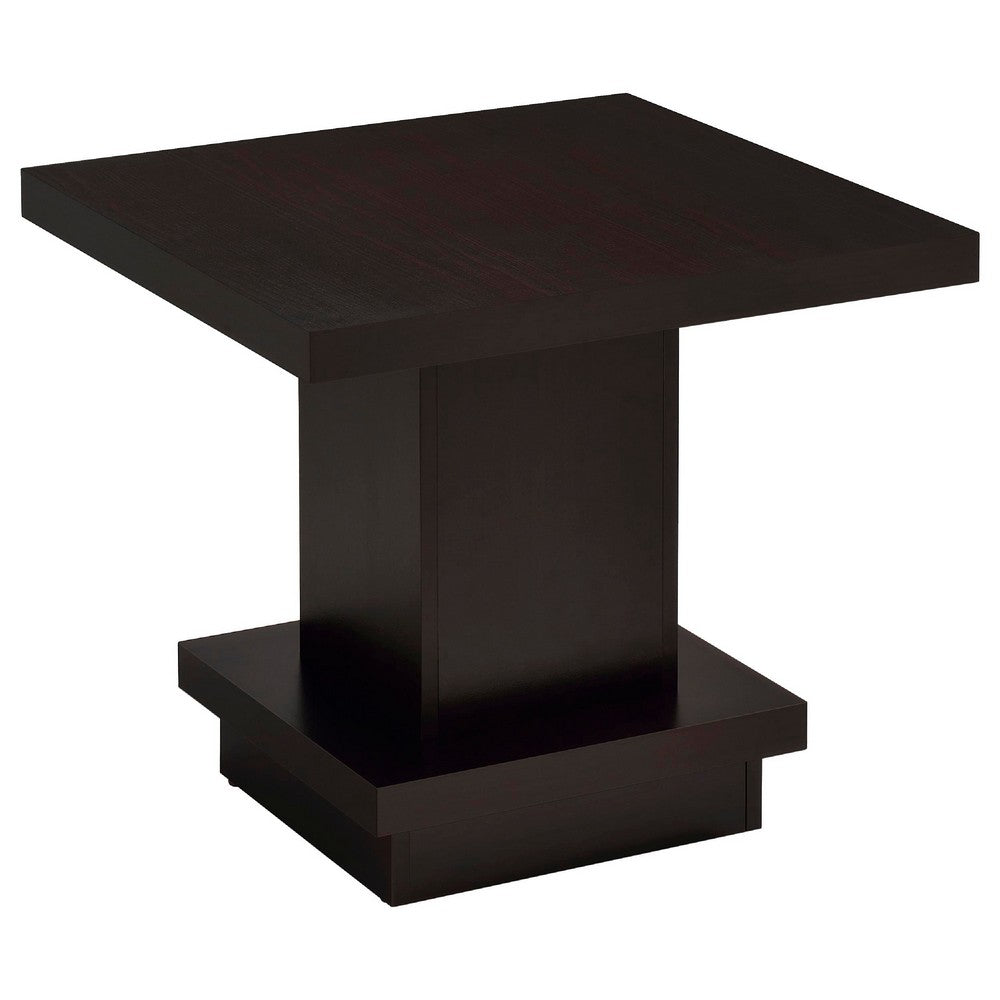 Reese 3Pc Square Coffee and End Tables Set | Tiered Design | Brown Wood