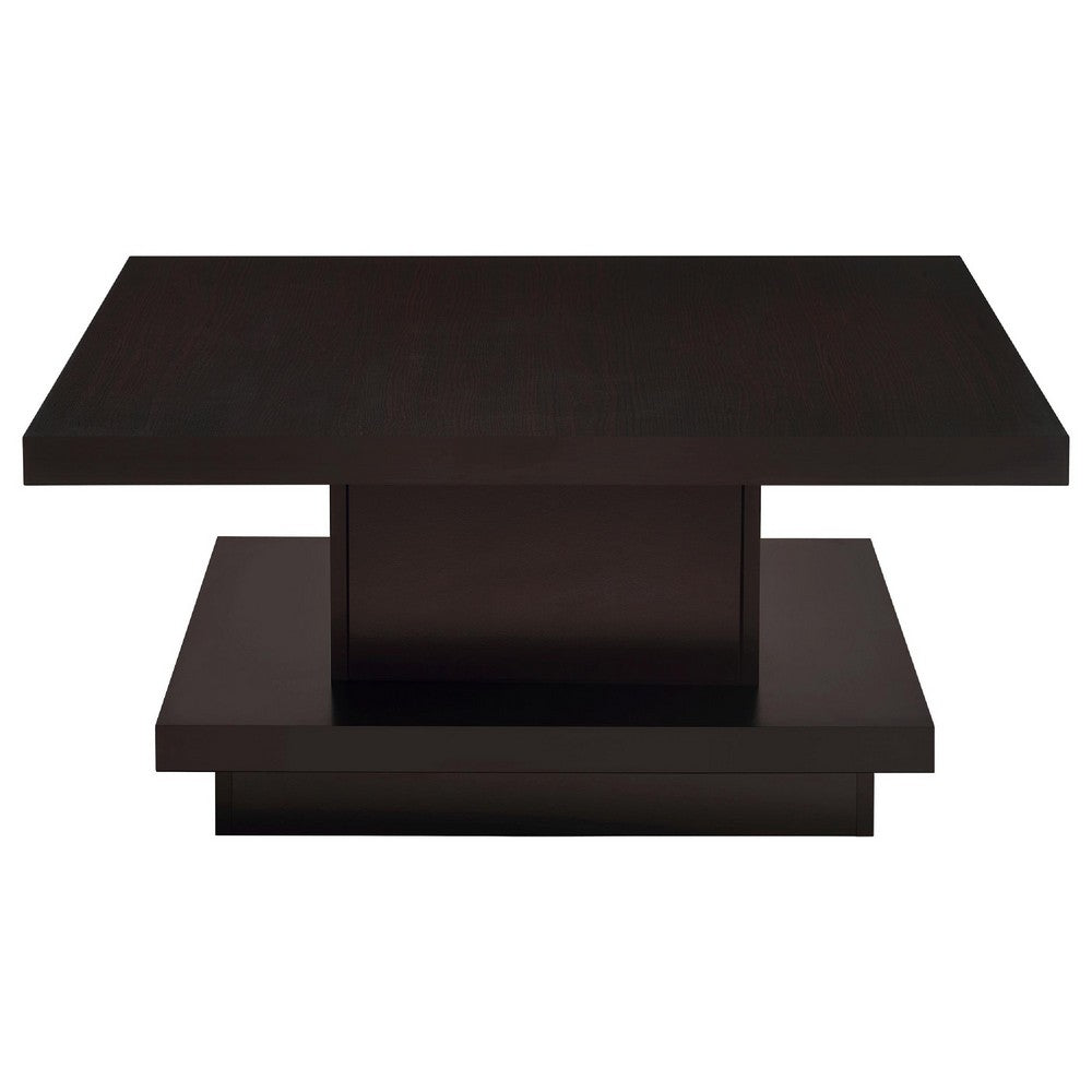 Reese 3Pc Square Coffee and End Tables Set | Tiered Design | Brown Wood