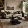 Reese 3Pc Square Coffee and End Tables Set | Tiered Design | Brown Wood