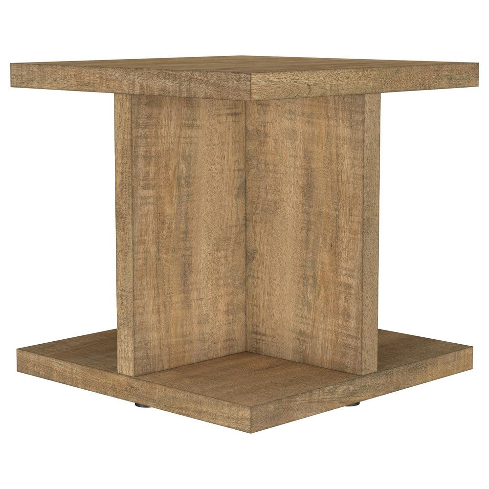 Chet 2Pc Coffee & End Table Set | Open Cube Base | Distressed Mango Wood