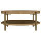 Fij 2Pc Round Coffee and End Table Set | Lower Rattan Shelf | Brown Wood
