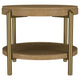Fij 2Pc Round Coffee and End Table Set | Lower Rattan Shelf | Brown Wood