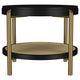 Fij 2Pc Round Coffee and End Table Set | Lower Rattan Shelf | Black Wood