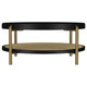 Fij 2Pc Round Coffee and End Table Set | Lower Rattan Shelf | Black Wood