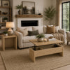 Kerra 2Pc Lift-Top Coffee Table and End Table Set | Light Oak Wood