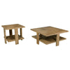 Dew 2Pc Coffee and End Table Set with Lower Shelf | Mango Brown Wood