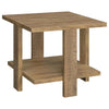 Dew 2Pc Coffee and End Table Set with Lower Shelf | Mango Brown Wood