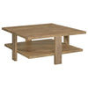 Dew 2Pc Coffee and End Table Set with Lower Shelf | Mango Brown Wood