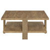 Dew 2Pc Coffee and End Table Set with Lower Shelf | Mango Brown Wood