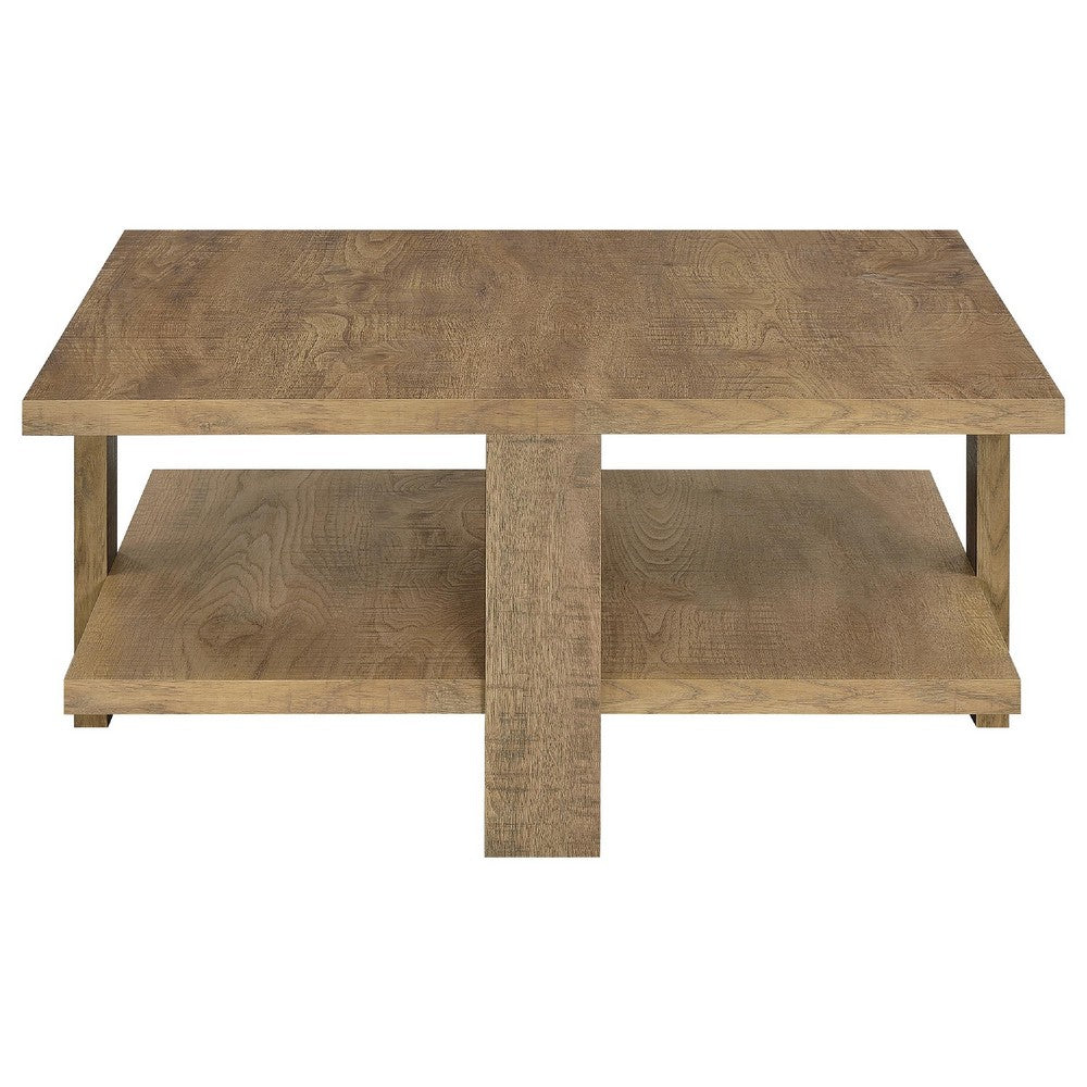 Dew 2Pc Coffee and End Table Set with Lower Shelf | Mango Brown Wood
