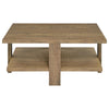 Dew 2Pc Coffee and End Table Set with Lower Shelf | Mango Brown Wood