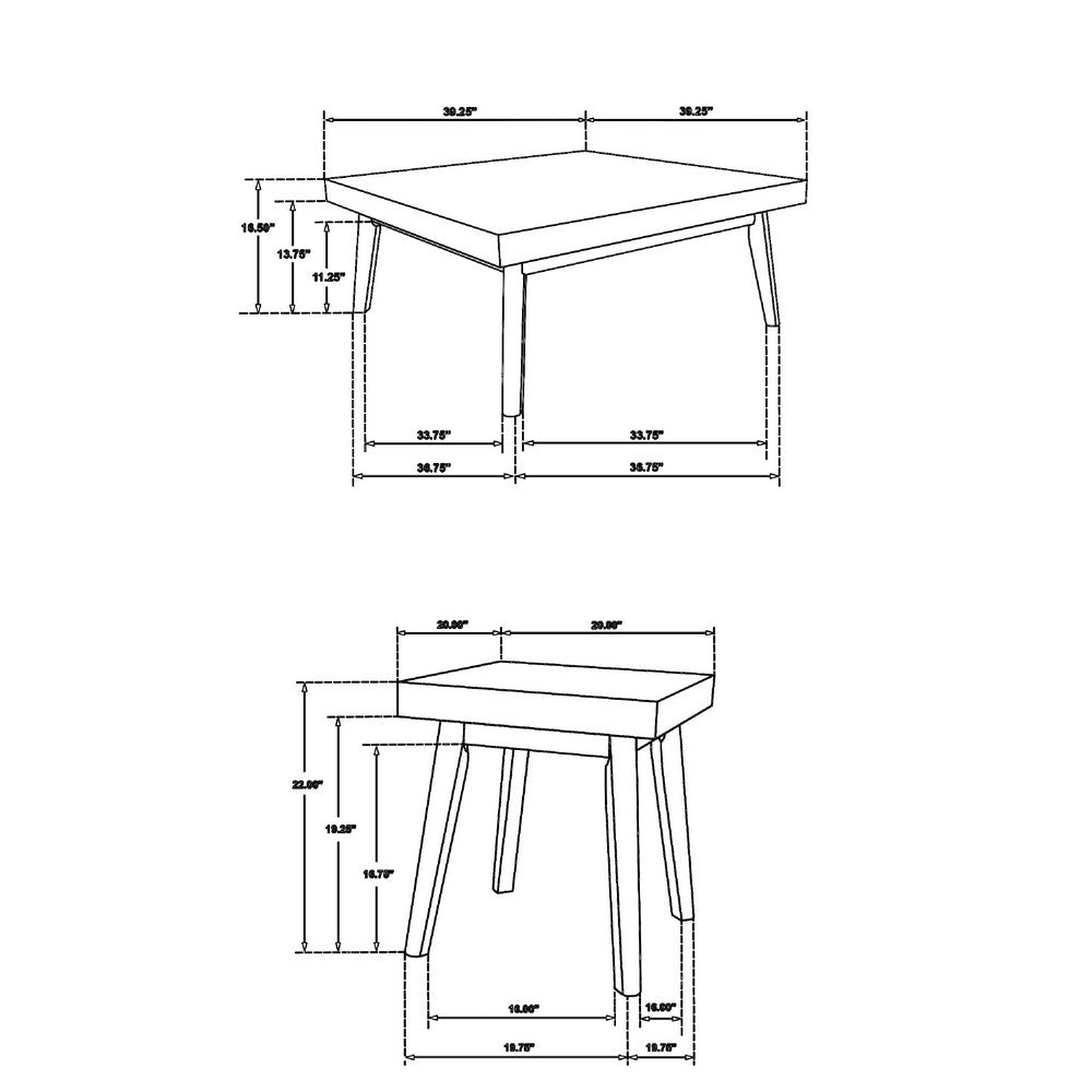 Layla 2Pc Square Coffee and End Table Set | Angled Legs | Walnut Wood
